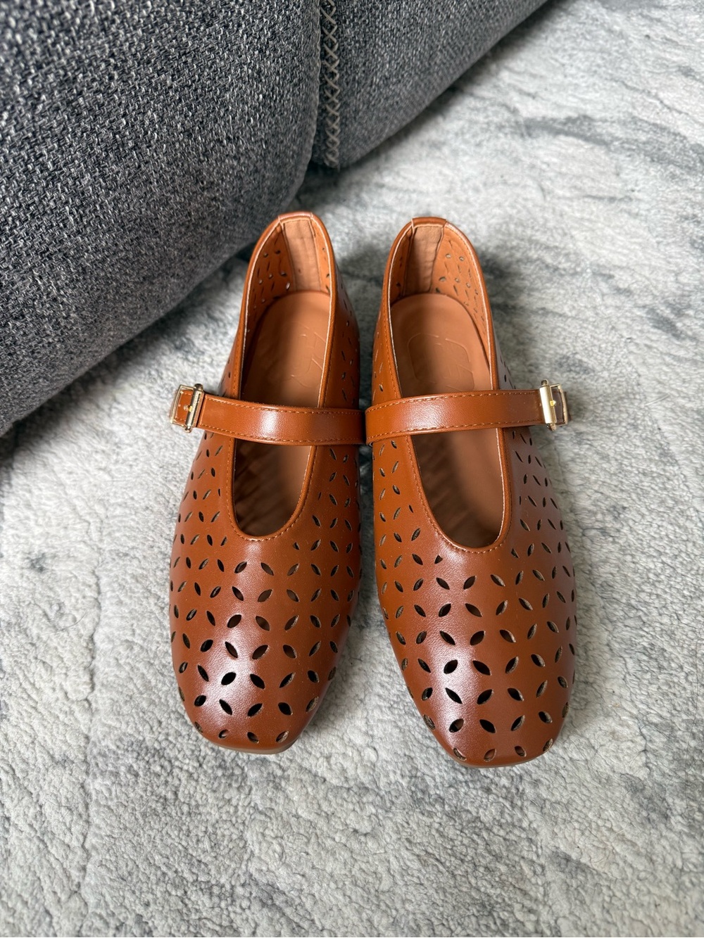 NWT Brown Cutout Mary Jane Flats
